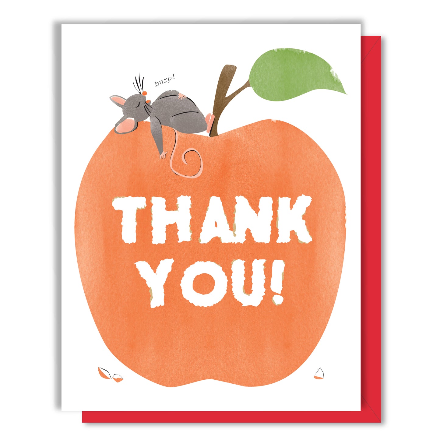 Mouse on Apple Thank You Card