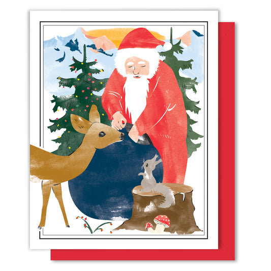 Santa and Forest Friends Christmas Card