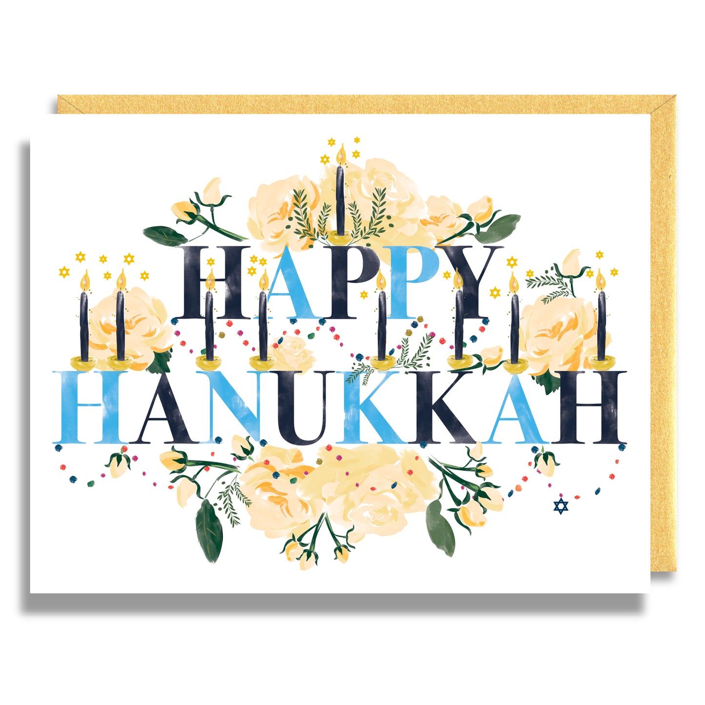 Happy Hanukkah Flowers Card