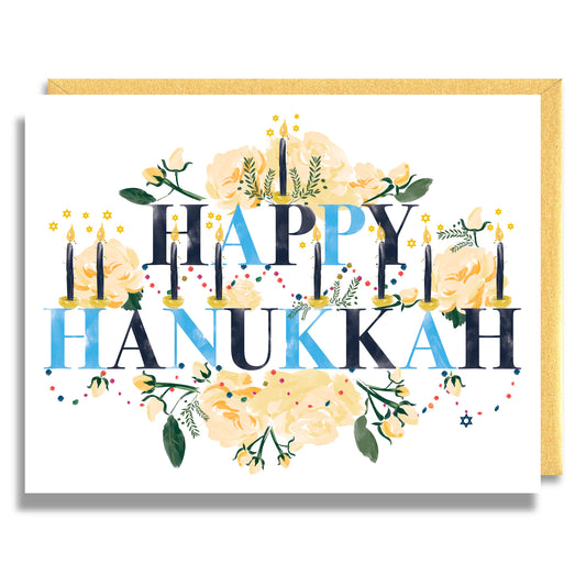 Happy Hanukkah Flowers Card