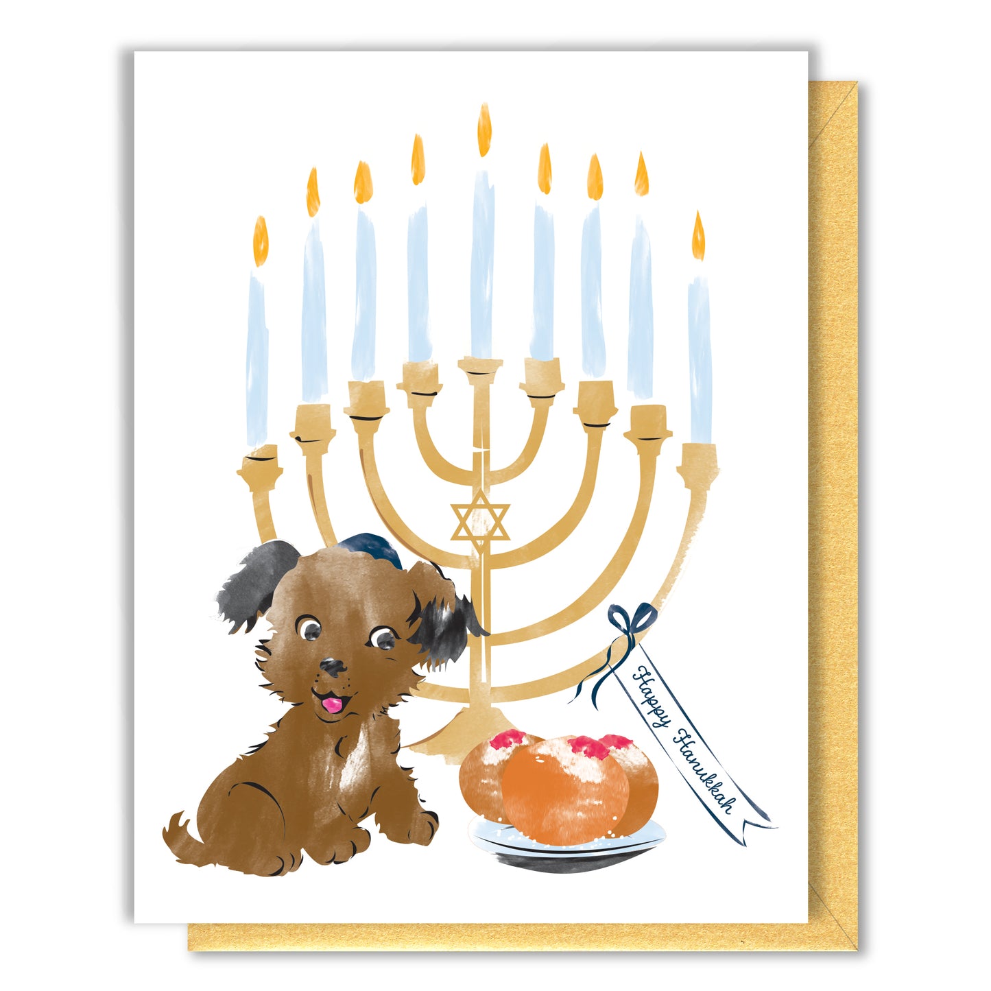 Hanukkah Menorah Puppy Card