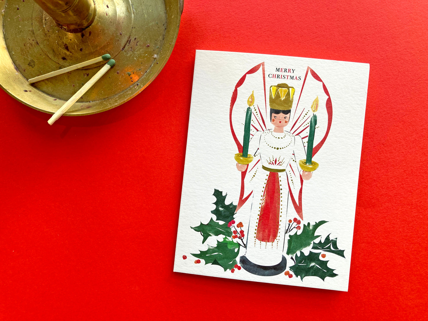 Christmas Candles Angel Card