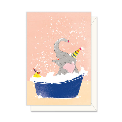 Elephant In A Tub Enclosure Card