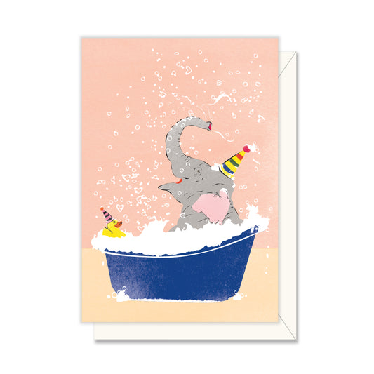 Bathing Elephant Enclosure Card
