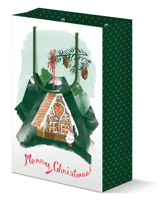 Gingerbread Birdhouse Christmas Gift Bag