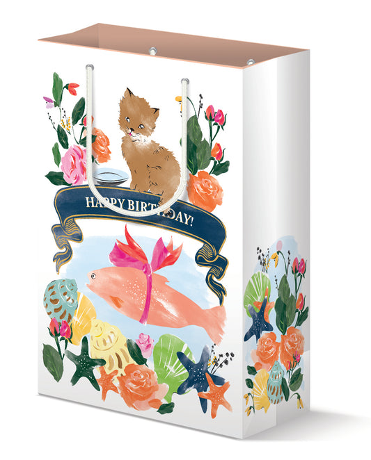 Kitten and Fish Birthday Gift Bag