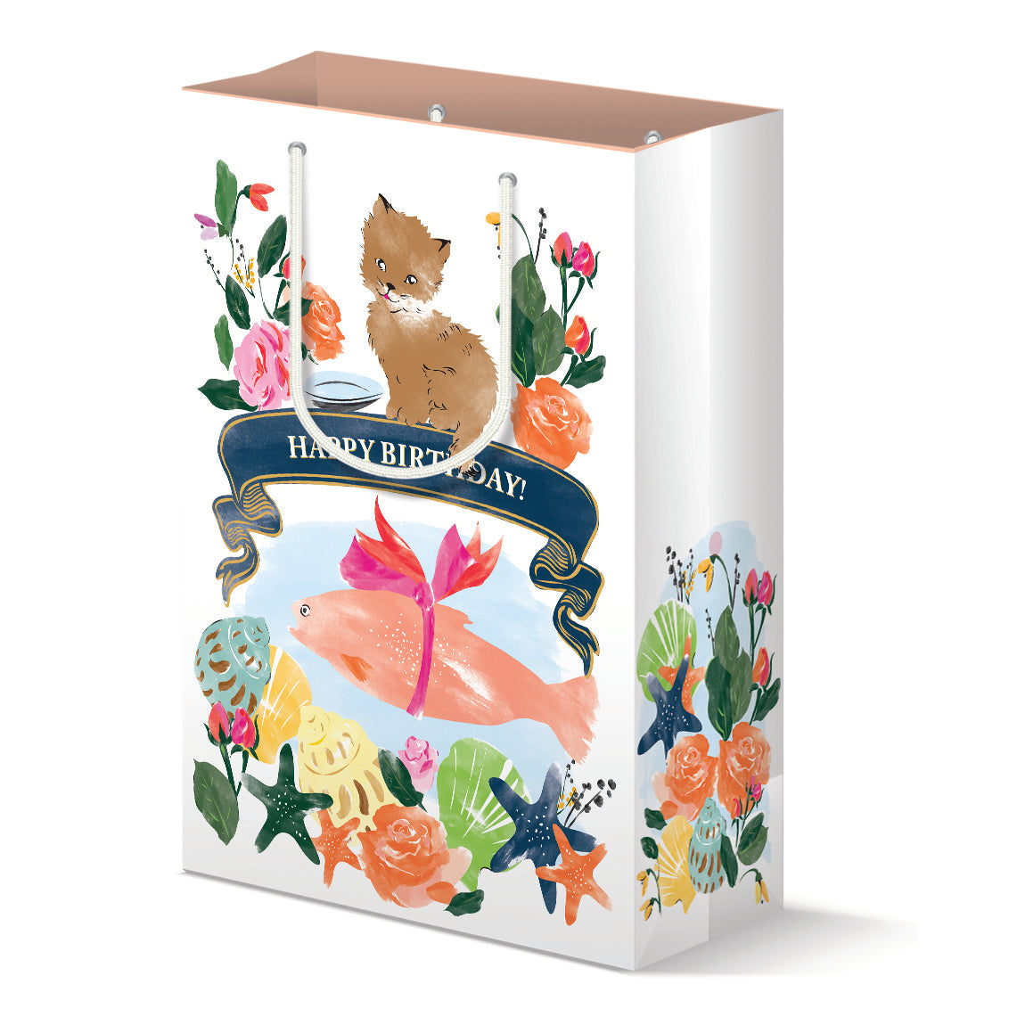 Kitten with Fish Birthday Gift Bag