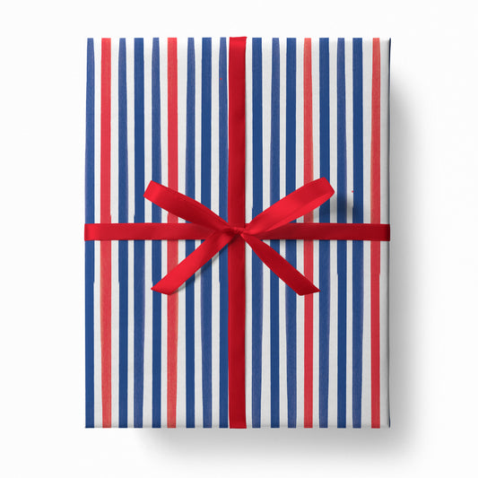 Red, White & Blue Stripes Wrapping Paper