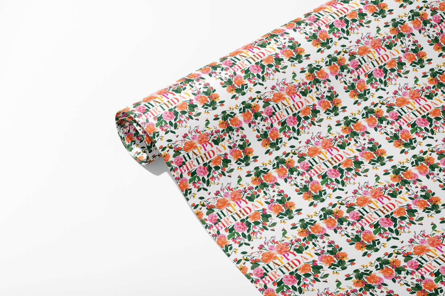 Happy Birthday Roses Wrapping Paper