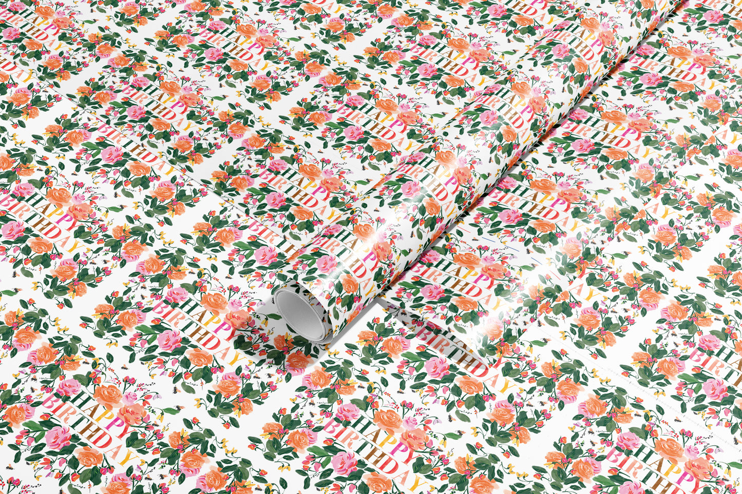 Happy Birthday Roses Wrapping Paper