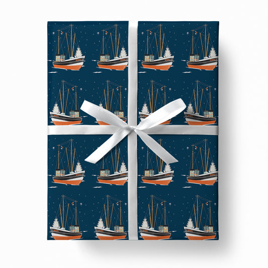 Holiday Boat Wrapping Paper