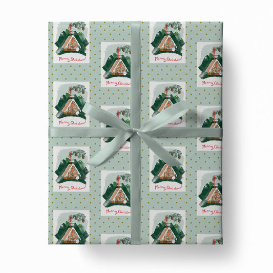 Gingerbread Birdhouse Christmas Wrapping Paper