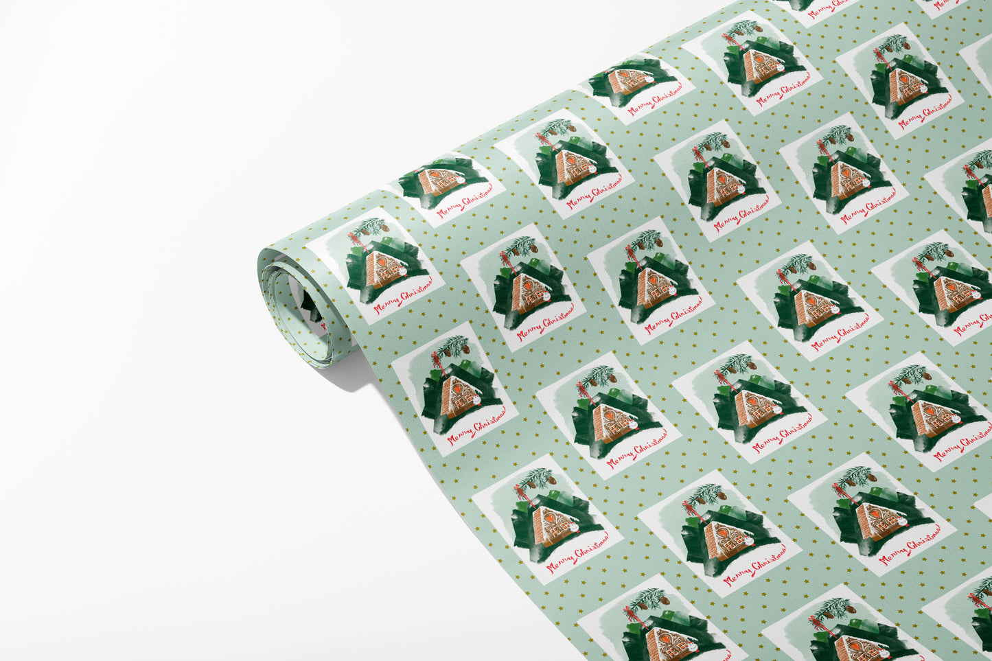 Gingerbread Birdhouse Christmas Wrapping Paper
