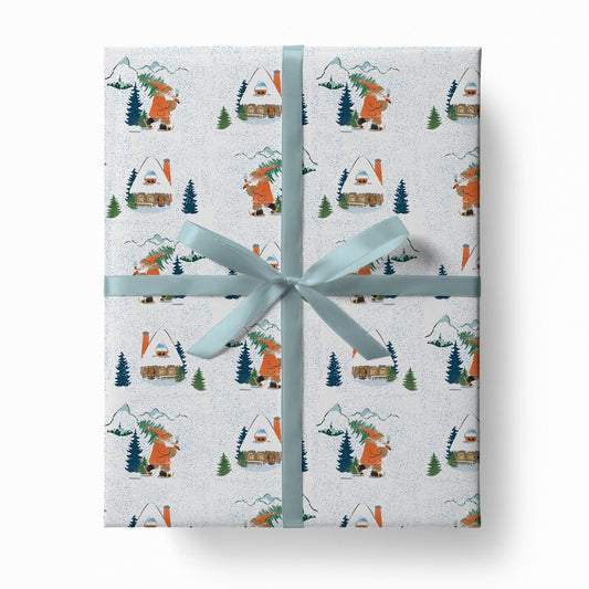 Snowshoe Santa Wrapping Paper