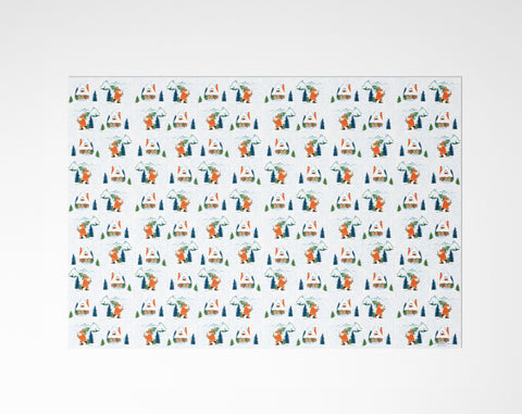 Snowshoe Santa Wrapping Paper