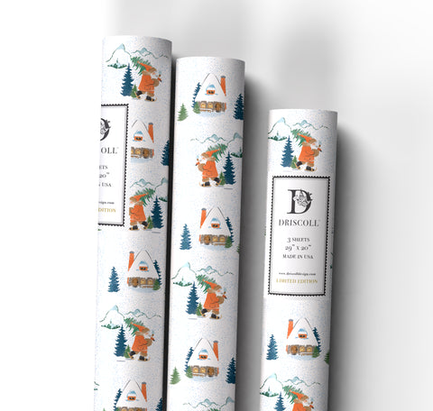 Snowshoe Santa Wrapping Paper