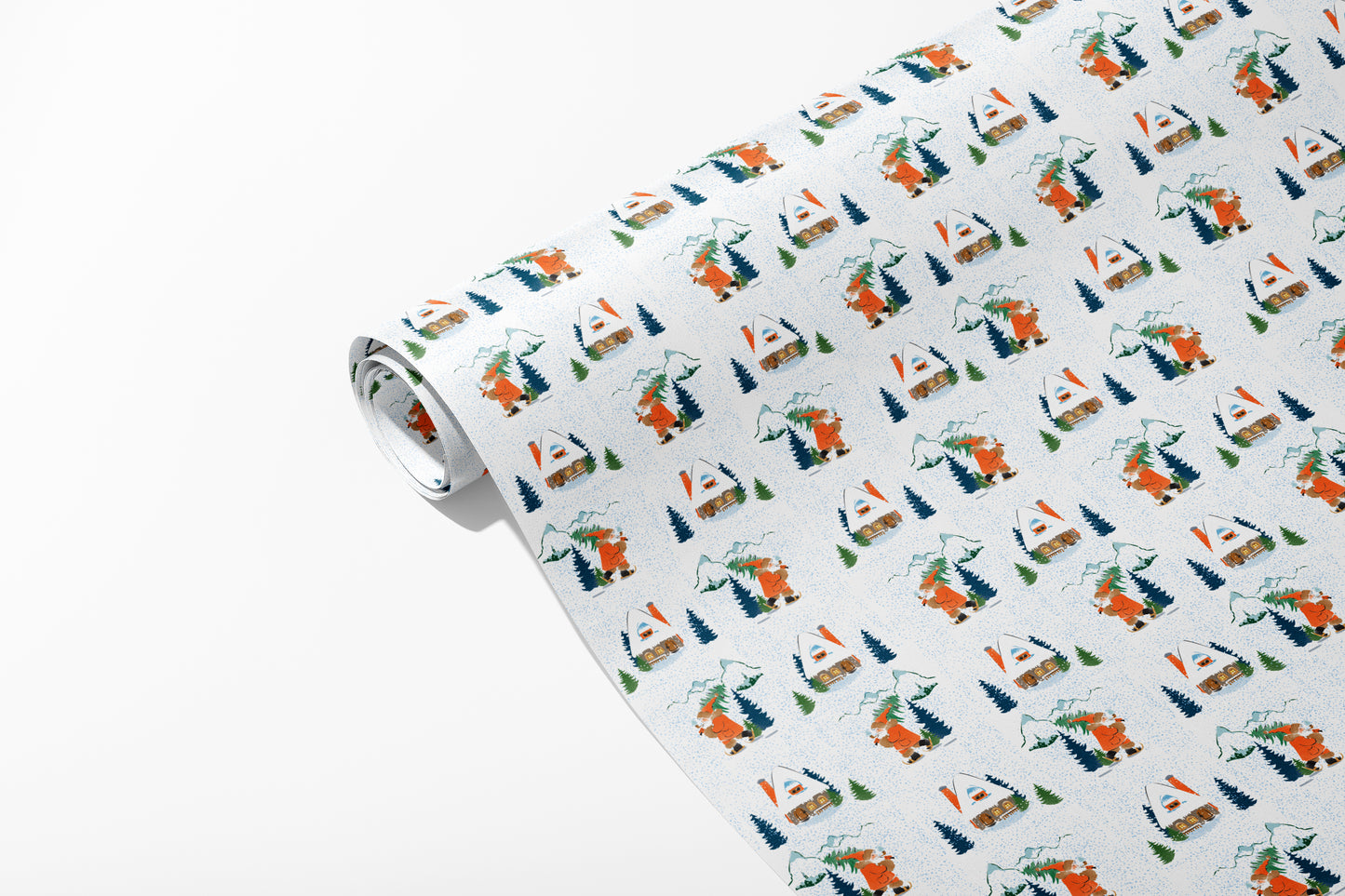 Snowshoe Santa Wrapping Paper