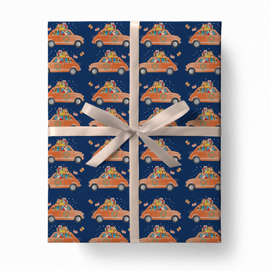Santa Car Wrapping Paper