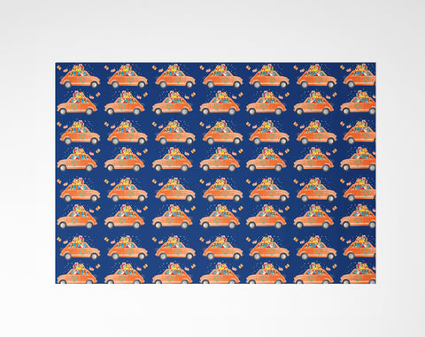 Santa Car Wrapping Paper