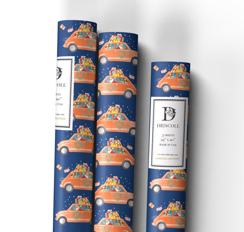 Santa Car Wrapping Paper