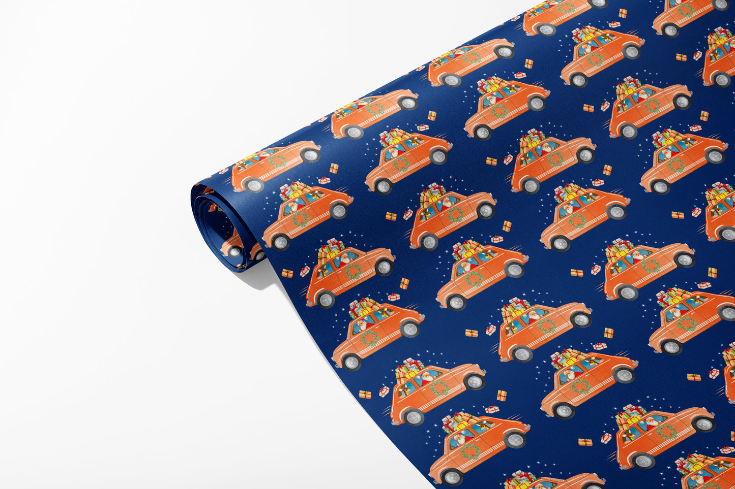 Santa Car Wrapping Paper