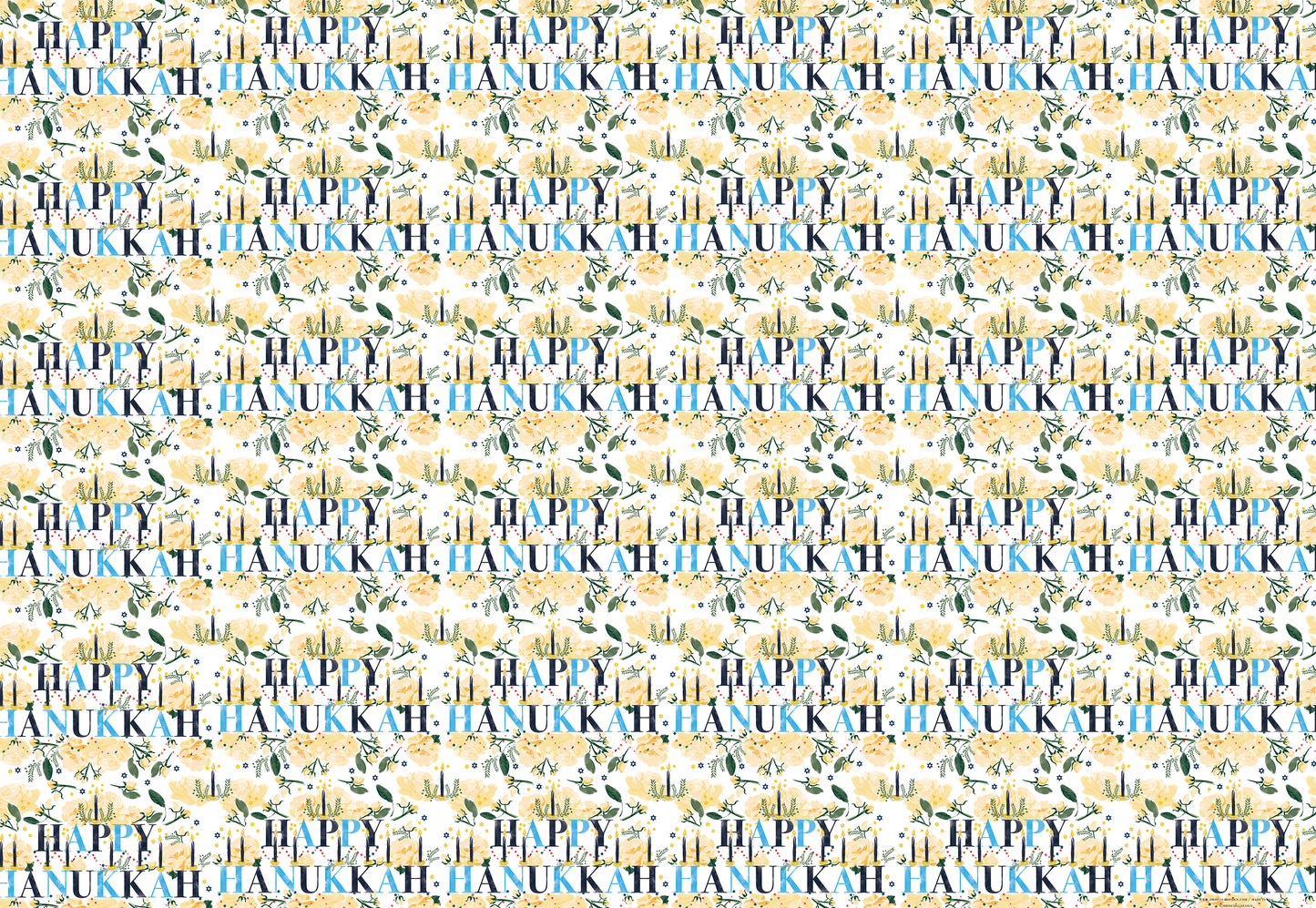 Happy Hanukkah Roses Wrapping Paper
