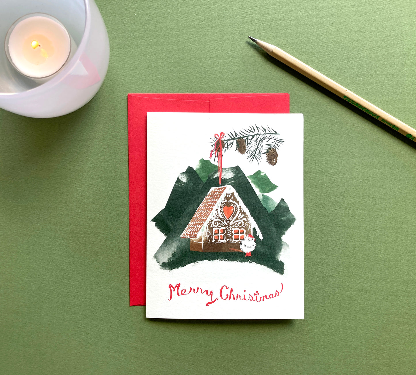 Gingerbread Birdhouse Christmas Card