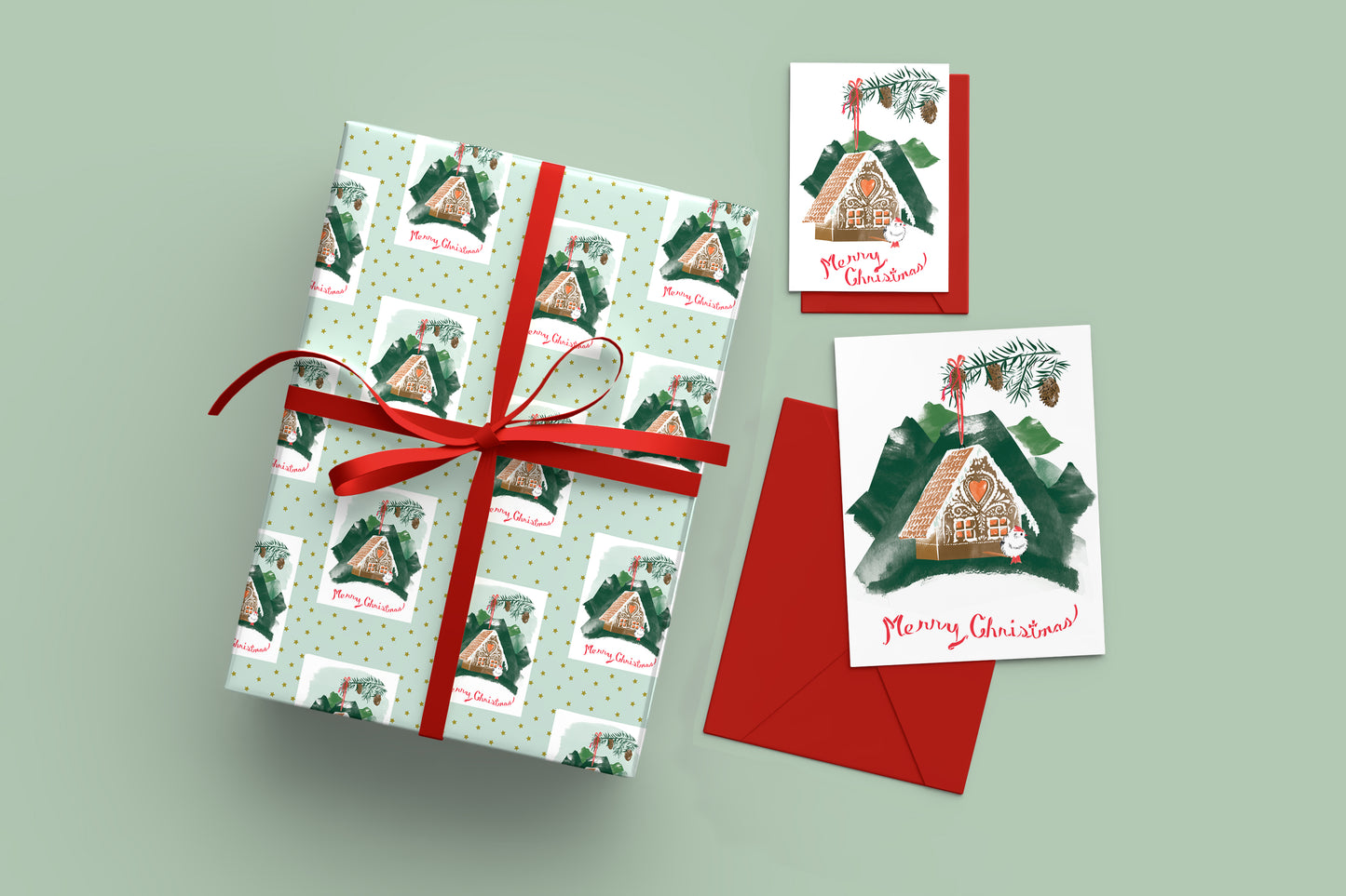 Gingerbread Birdhouse Christmas Set