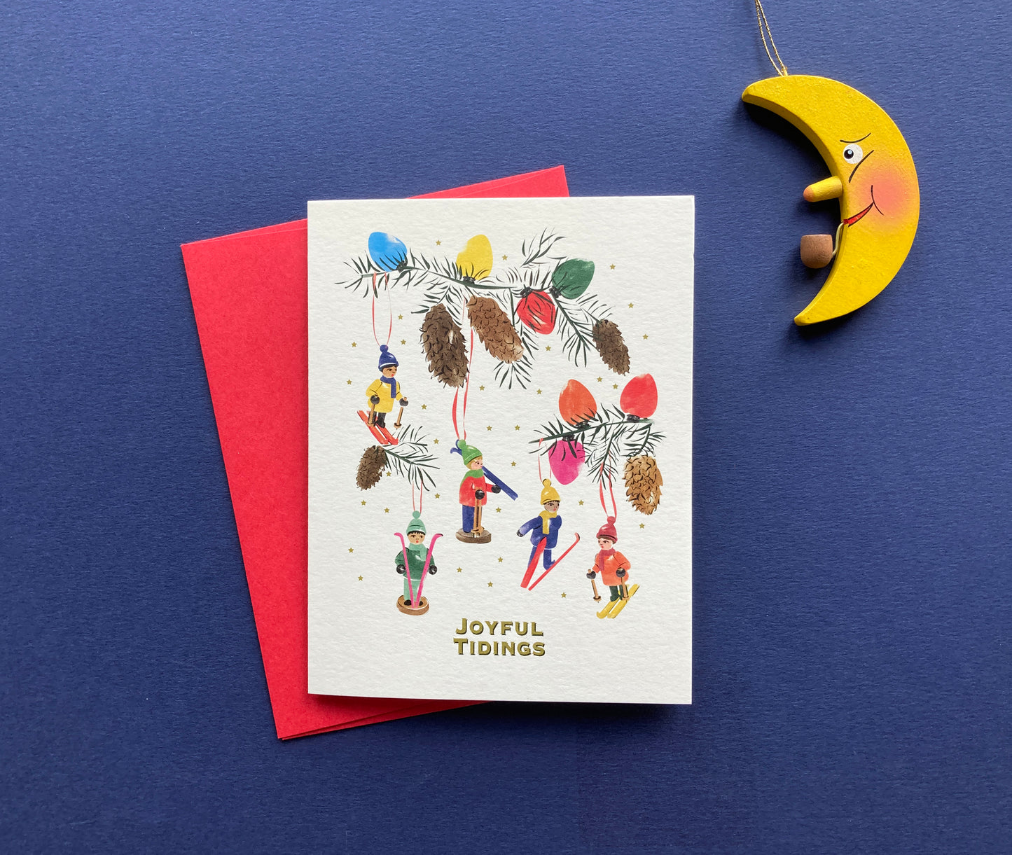 Skiers Holiday Ornaments Card