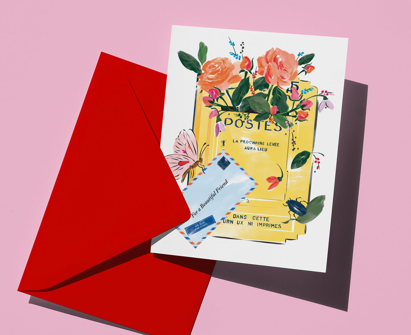 Mailbox and Flowers Friendship Card