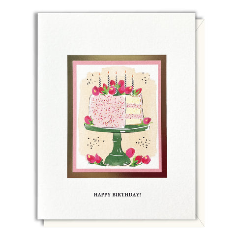 Rose Cake Birthday - Foil Card