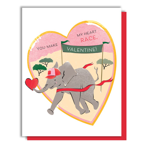 Elephant Racer Valentine Card