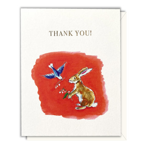 Bluebird and Hare Thank You - Foil Card