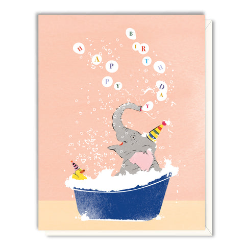 Birthday Elephant In Tub Card