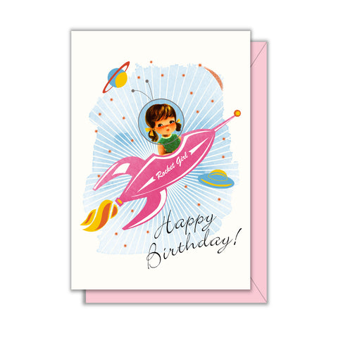 Rocket Girl Birthday Enclosure Card