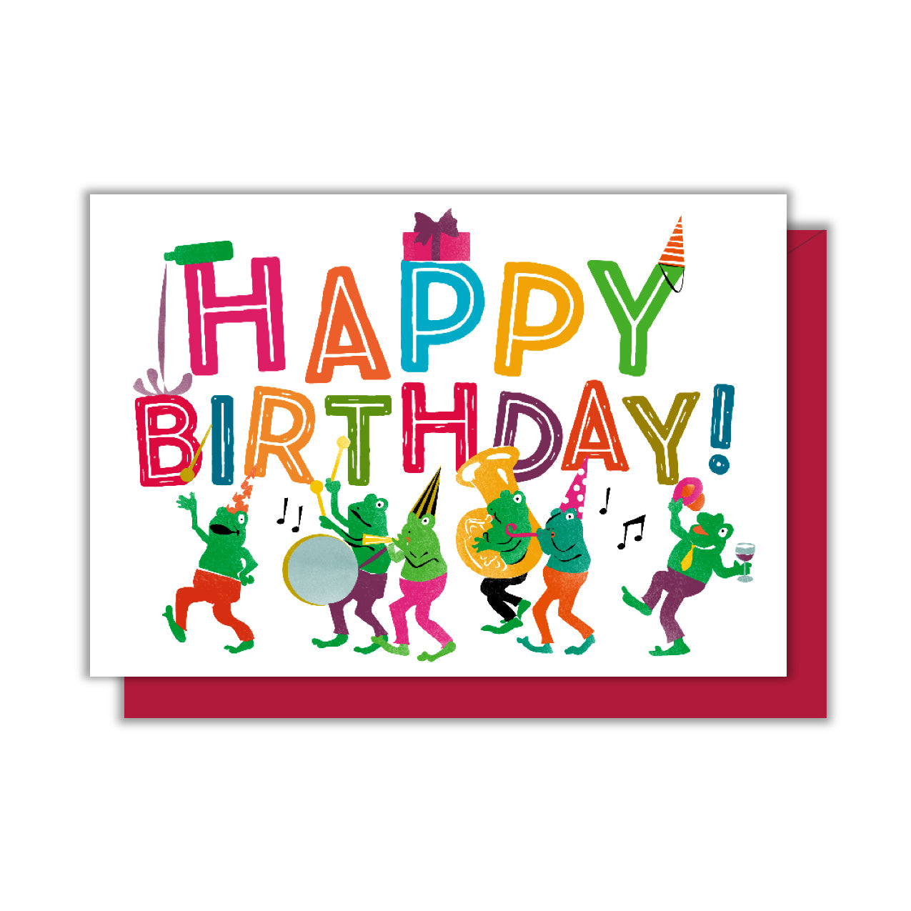 Happy Birthday Frogs Marching Band Enclosure Card