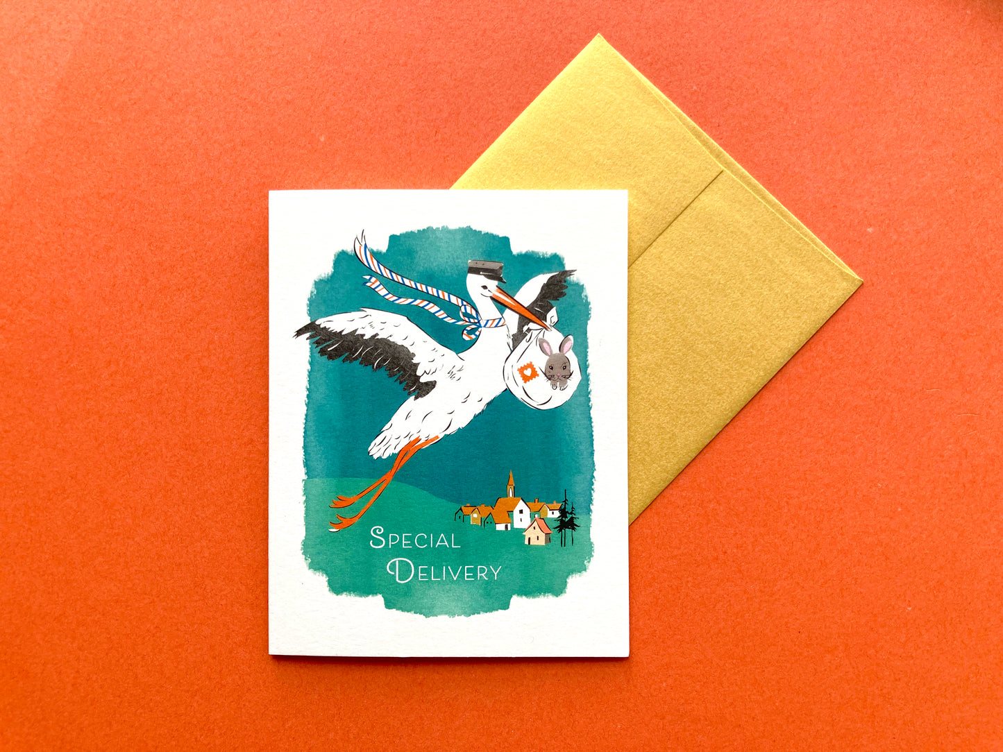 Stork with Baby Card