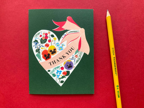 Thank You Floral Heart Card
