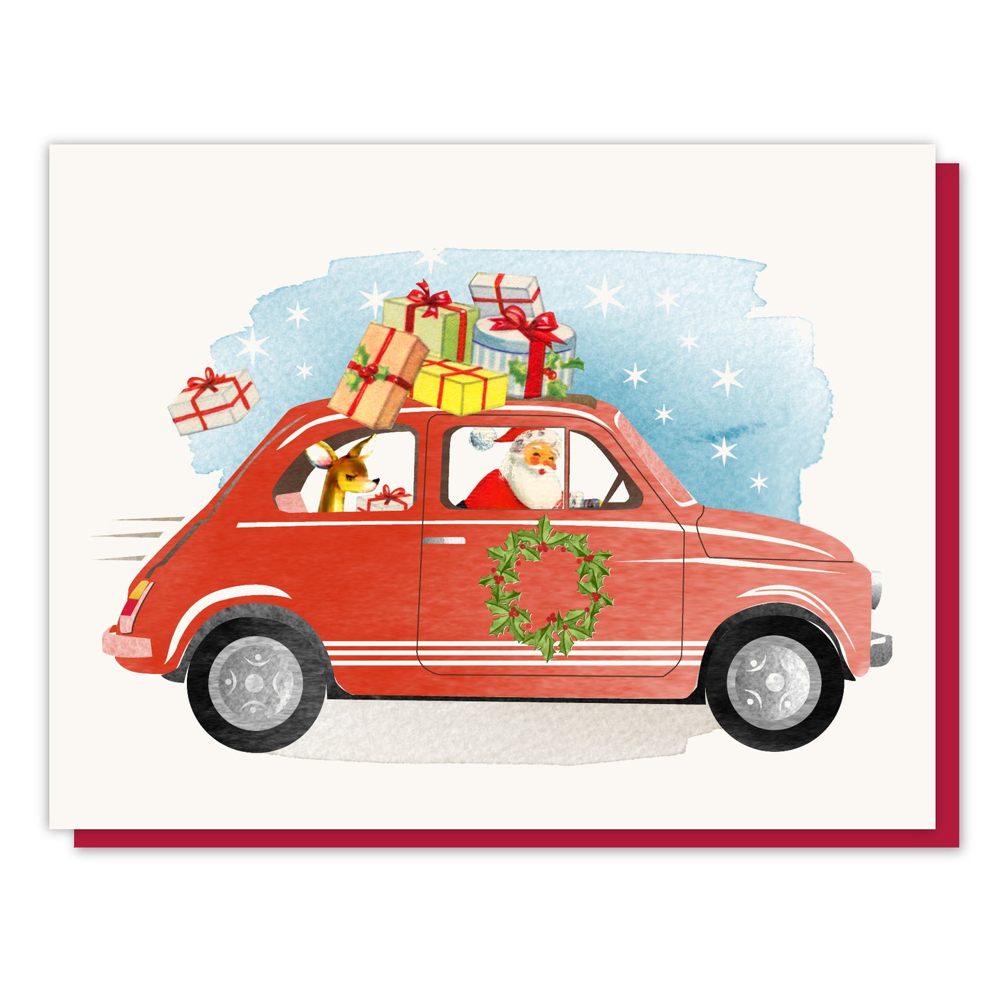Santa Car Christmas Card