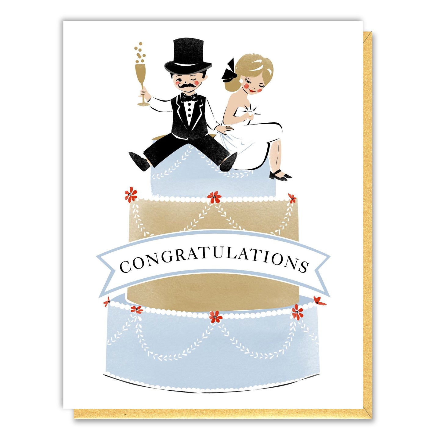 Newlyweds on Wedding Cake Card