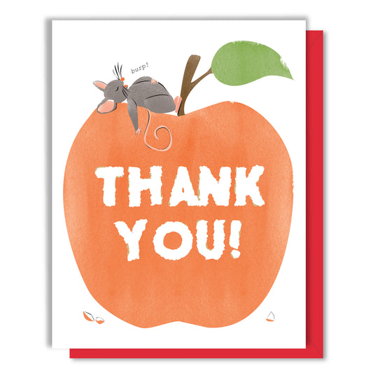 Mouse on Apple Thank You Card