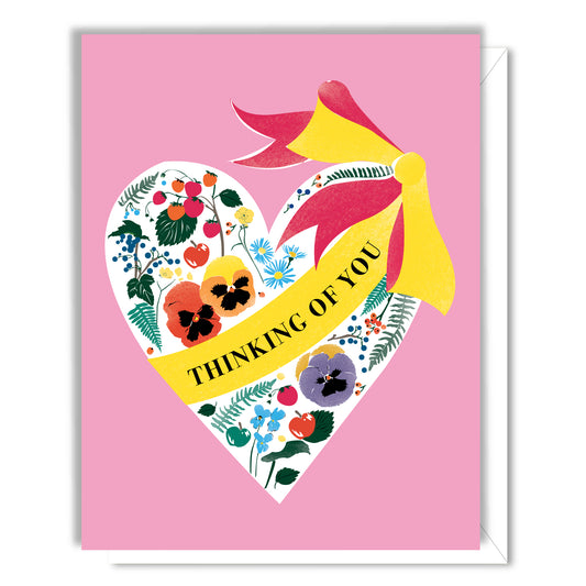 Thinking Of You Floral Heart Card