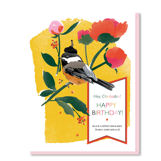 Chickadee & Peonies Birthday Card