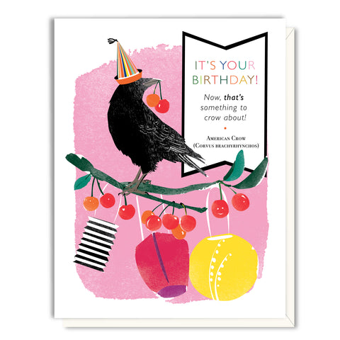 Crow with Cherries Birthday Card