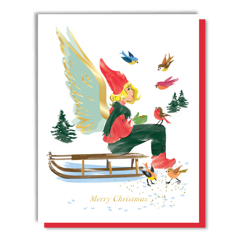 Sled Angel Christmas - Foil Card