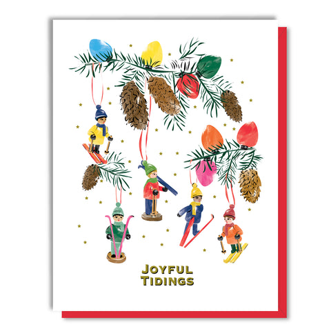 Skiers Holiday Ornaments Card