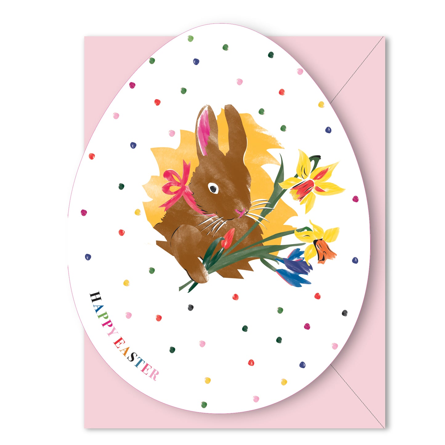Bunny in Polka Dots Easter Egg - Die Cut Card