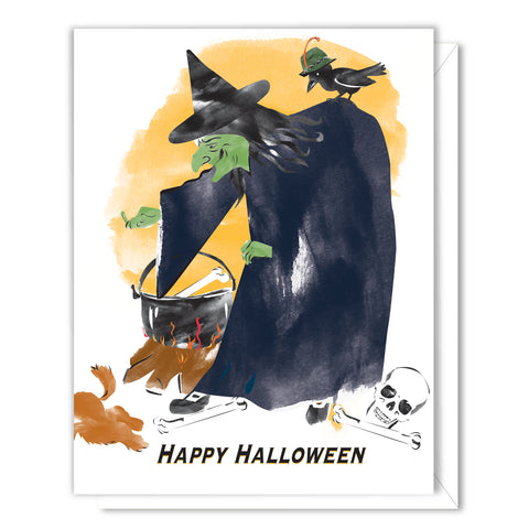 Green Witch Halloween Card