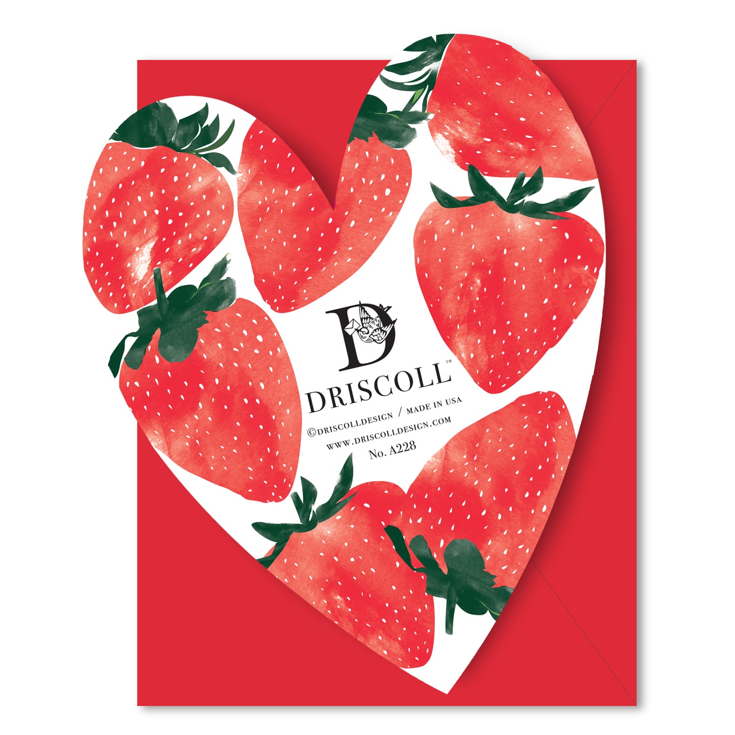 Strawberries Heart - Die Cut Card