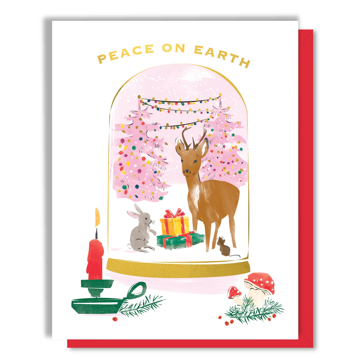 Pink Trees Snow Globe Card